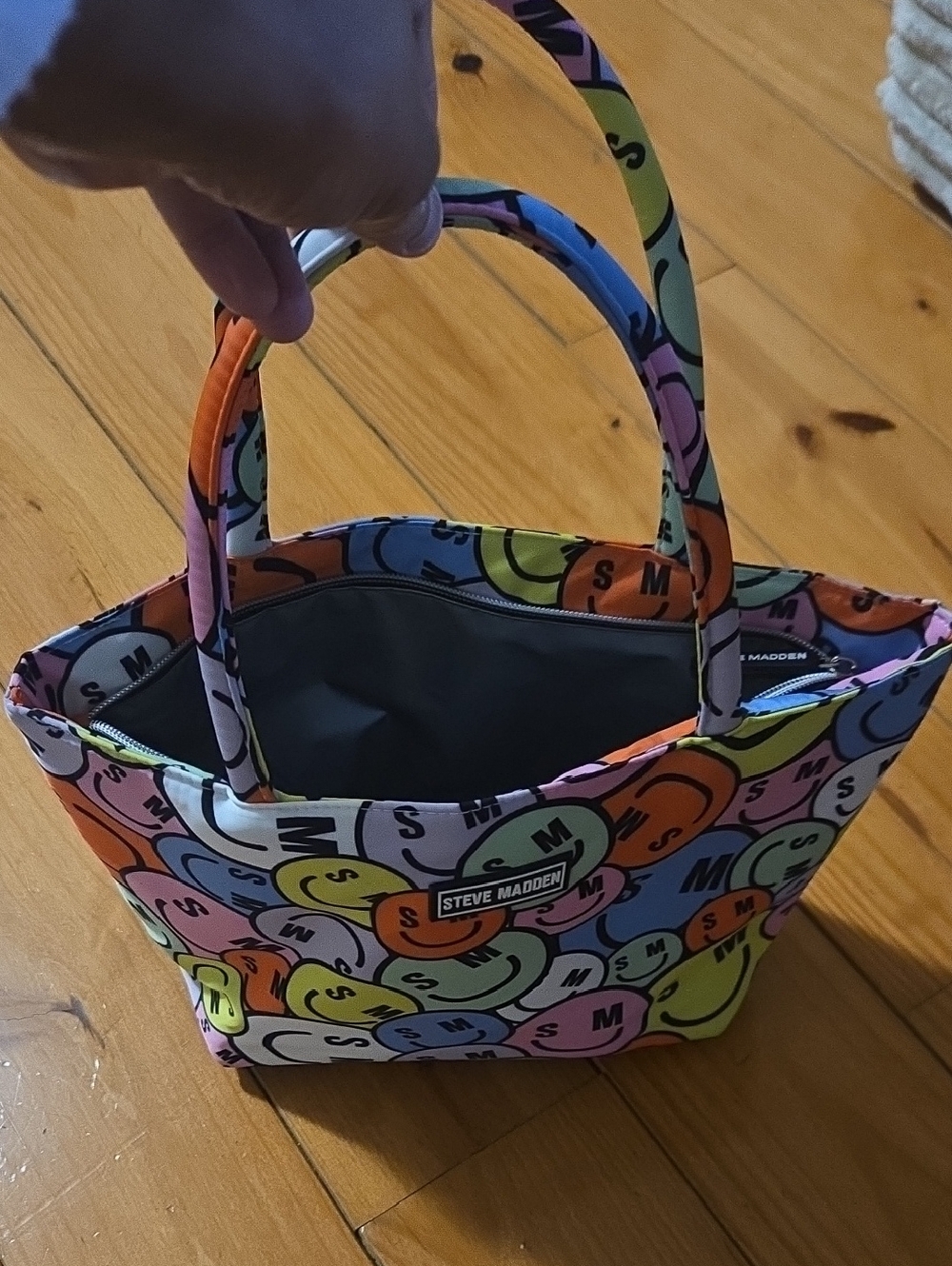 Steve Madden Multicolor Smile Print Tote Bag - Pink/Orange/Blue